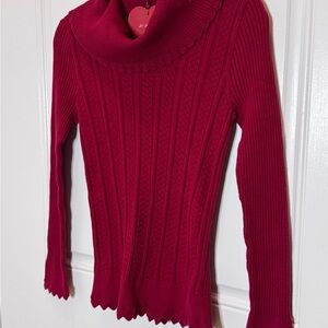 Women's Red Ribbed Sweater